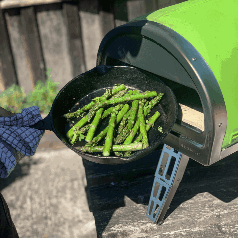 Gozney Roccbox Roast English Asparagus with Burrata