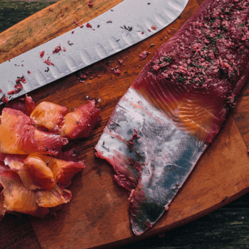 Beetroot and Gin Cured Trout