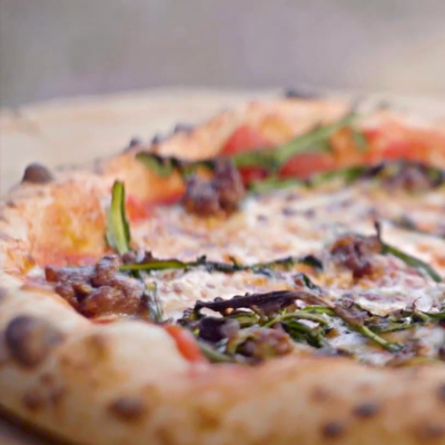 Wild Venison and Dandelion Pizza cooked on the Gozney Roccbox